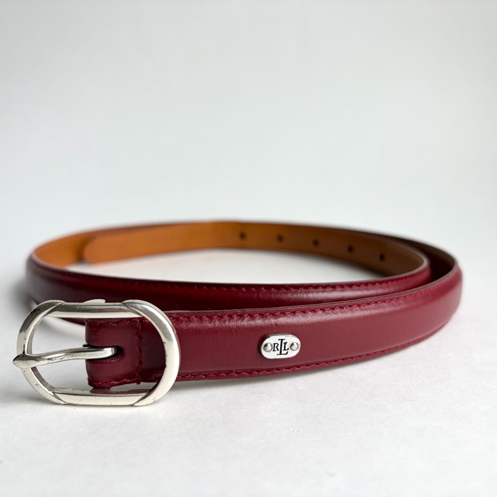 Ralph Lauren | Red Maroon Slim Italian Leather Belt